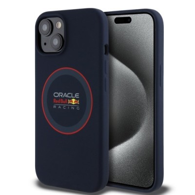 Husa pentru iPhone 15 - Red Bull Racing Silicone Red Ring MagSafe (RBHMP15S24SIILVR) - Navy foto