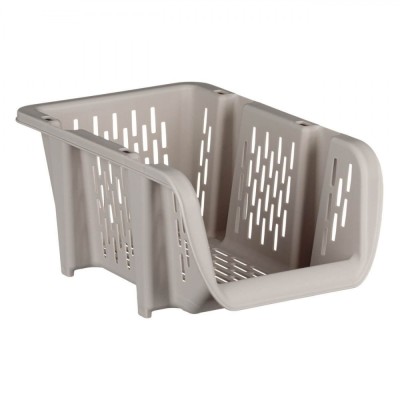 Coș Depozitare Stivuibil, Plastic, Bej, 30.7x20x13.4cm foto