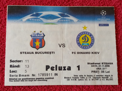 Bilet meci fotba STEAUA BUCURESTI - DINAMO KIEV(Champions League 21.11.2006) foto