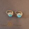 Cercei Clasici Placati cu Aur cu Cristal Zirconia Bleu si Cristale Albe in Forma de Floare