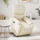 VidaXL Fotoliu rabatabil cu ridicare, crem, piele ecologică 3204894