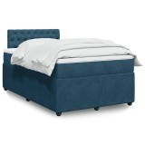 Cumpara ieftin Pat box spring cu saltea, albastru, 120x190 cm, catifea