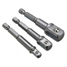 Set adaptoare autofiletanta 3 elemente 1/4"-3/8"-1/2 ", Argintiu