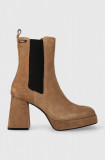 Pepe Jeans botine ABBA CHELSEA femei, culoarea maro, cu toc drept, PLS50495