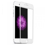 SET Husa protectie din silicon transparent (Gel TPU)+ Folie sticla 5D Alba IPHONE 7 PLUS