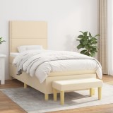 Cumpara ieftin Pat box spring cu saltea, crem, 80x200 cm, textil