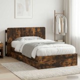 Cumpara ieftin Cadru de pat cu depozitare cu sertar Stejar fumuriu 90 x 200 cm
