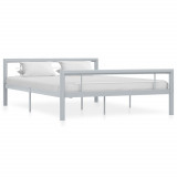 Cadru de pat, gri si alb, 120 x 200 cm, metal GartenMobel Dekor, vidaXL