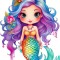 Sticker decorativ, Mica Sirena, Albastru, 81 cm, 1344STK-4