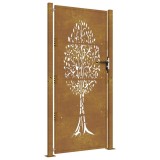 Cumpara ieftin Poarta de gradina, 105x205 cm, otel corten, model copac
