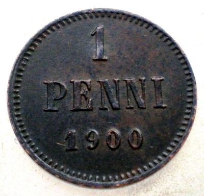 7.225 FINLANDA NIKOLAI II 1 PENNI 1900 foto