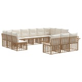 vidaXL Set de canapele de exterior cu pernă 13 pcs Alb Natural și Crem 3437790