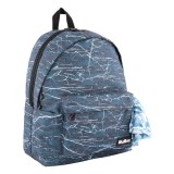 Ghiozdan My Way bleu-negru cu bandana, 1 compartiment si buzunar frontal