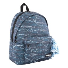 Ghiozdan My Way bleu-negru cu bandana, 1 compartiment si buzunar frontal