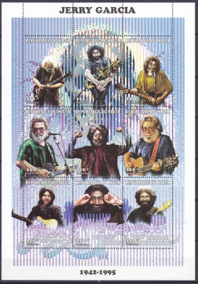 DB1 Muzica Jerry Garcia Greatful Death band Niger MS MNH foto