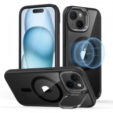 Husa MagSafe pentru Apple iPhone 15, ESR, Classic Hybrid Kickstand, Neagra Transparenta