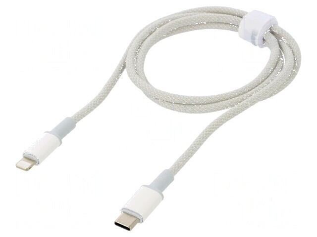Cablu USB 2.0 Apple Lightning și USB C 1m alb textil