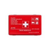 Trusa medicala auto de prim ajutor DIN 13164:2022, cutie rosie rigida