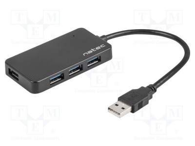 Hub USB NATEC 4 porturi USB 3.0 negru 5Gbps PnP foto