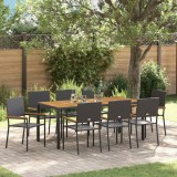 VidaXL Set de masă pentru grădină 9 pcs Negru și Maro 190 x 90 x 75 cm 3365412