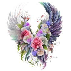 Sticker decorativ, Aripi, Gri, 73 cm, 1355STK-2