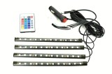 Kit LED Auto Interior RGB 7 Culori, 9 SMD, Telecomanda, 4 Benzi 12.5cm, Jocuri Lumini