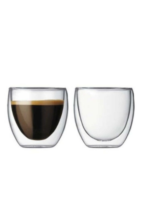 Set de 2 pahare cu pereți dubli din sticlă borosilicată rezistentă la căldură pentru Espresso/Ristreto/Tea H