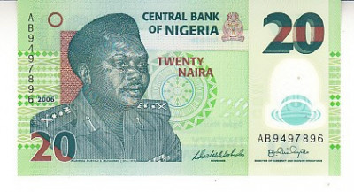 M1 - Bancnota foarte veche - Nigeria - 20 naira - 2006 foto