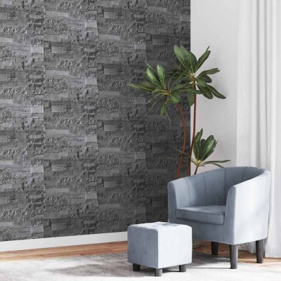 vidaXL Tapet 3D, aspect piatră negru, 10x0,53 m, nețesut 353394 foto