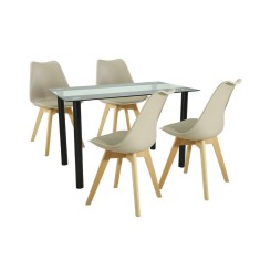 Set de masă Merlo 4+1 bej
