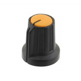 Buton pentru potentiometru, 15mm, plastic, negru-portocaliu, 15x16mm, 065562