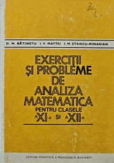 Exercitii si probleme de analiza matematica pentru clasele a 11-a si a 12-a - 1981 - D. M. Batinetu (V225) foto