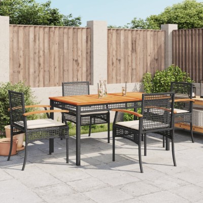 vidaXL Set mobilier de grădină cu perne, 5 piese, negru, poliratan foto