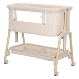Patut Co Sleeper, Lorelli Millie, inaltime reglabila 7 pozitii, sistem antireflux, plasa de tantari, saltea inclusa, Beige