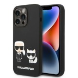 Husa Karl Lagerfeld iPhone 14 Pro Max Silicone Liquid MagSafe, Karl&amp;Choupette, negru, KLHMP14XSSKCK