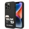 Husa Karl Lagerfeld iPhone 14 Pro Max Silicone Liquid MagSafe, Karl&amp;Choupette, negru, KLHMP14XSSKCK
