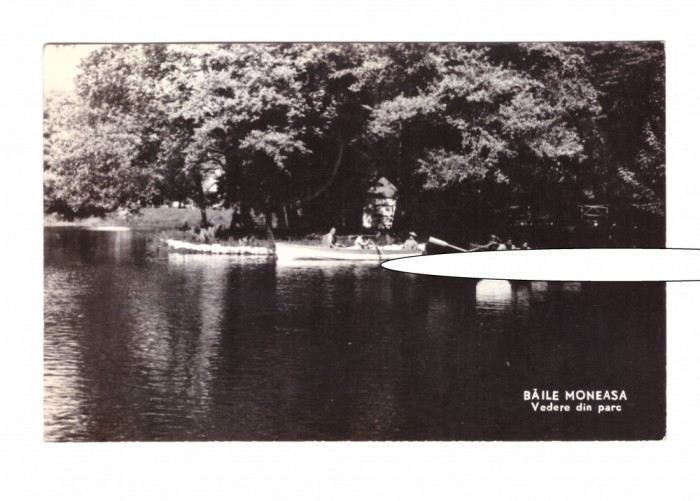 CP Baile Moneasa - Vedere din parc, RPR, circulata 1961, animata, stare buna