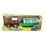 Tractor rosu cu remorca, 304x85x83mm, jucarie copii 3+ ani