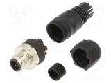 Conector M12 mufă tată 3 pini 4A 125V IP67 drept pe cablu LUTRONIC