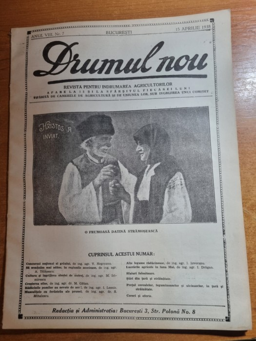 drumul nou 15 aprilie 1938-numar de paste,cresterea oilor,legumele radacinoase