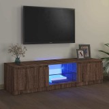 Comodă TV cu lumini LED, stejar maro, 140x40x36 cm