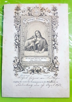 E607- 2 ACTE vechi COMUNIUNE BISERICA CATOLICA 1873. foto