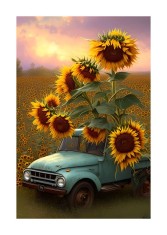 Sticker decorativ, Floarea Soarelui, Galben, 85 cm, 6525ST foto