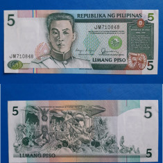 bancnotă _ Filipine _ 5 piso ND ( 1990 ) . UNC