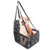 Suport pentru Animalele de Companie, pentru Masina, cu Prindere de Scaun si Centura de Siguranta, Negru cu Imprimeu, 40x32x42cm