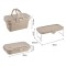 Set Lighean pliabil dreptunghiular, 2 in 1, masuta picnic, FOXMAG24, capacitate 8 L, dimensiuni 45 x 28.5 x 23.5/9.5 cm, bej