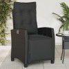Scaun Gradina Rabatabil vidaXL, Poliratan Negru, Suport Picioare, Perna Inclusa, Rezistent UV, 57x117x83cm