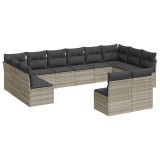 Set canapele de gradina cu perne, 12piese gri deschis poliratan