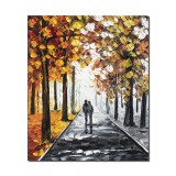 Tablou pictat manual dormitor, living, hol, Impreuna pe aleea vietii, 60x50cm ulei pe panza in cutit efect 3D, gata de agatat pe perete