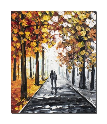 Tablou stilizat pictat manual, Impreuna pe aleea vietii, 60x50cm ulei pe panza, Superb foto